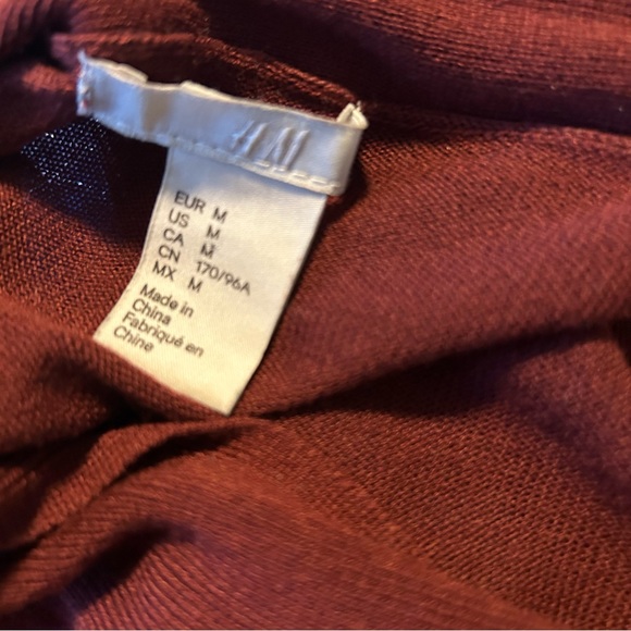 Ultra Soft H&M  Long Sleeve Tie Neck Plum Women's Sweater Medium - Picture 6 of 6